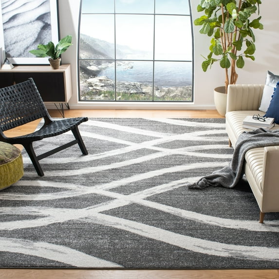 Safavieh Adirondack Isidor Geometric Swirls Area Rug, Charcoal/Ivory, 10' x 10' Square