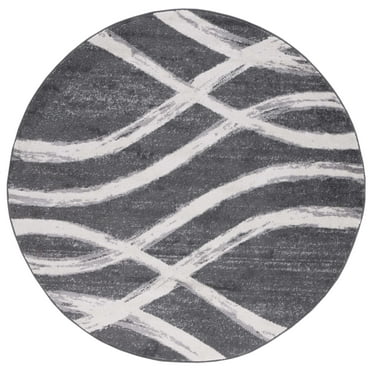 SAFAVIEH Adirondack Isidor Geometric Area Rug, Charcoal/Ivory, 6' x 6' Round