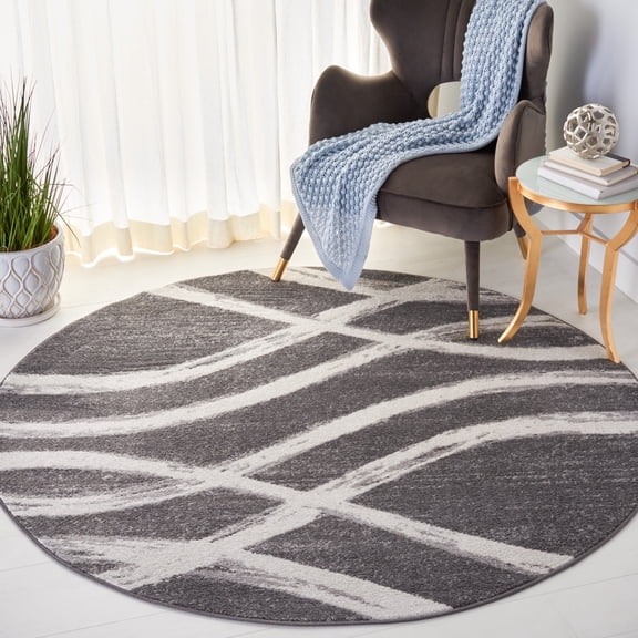 Safavieh Adirondack Isidor Geometric Swirls Area Rug, Charcoal/Ivory, 6' x 6' Round