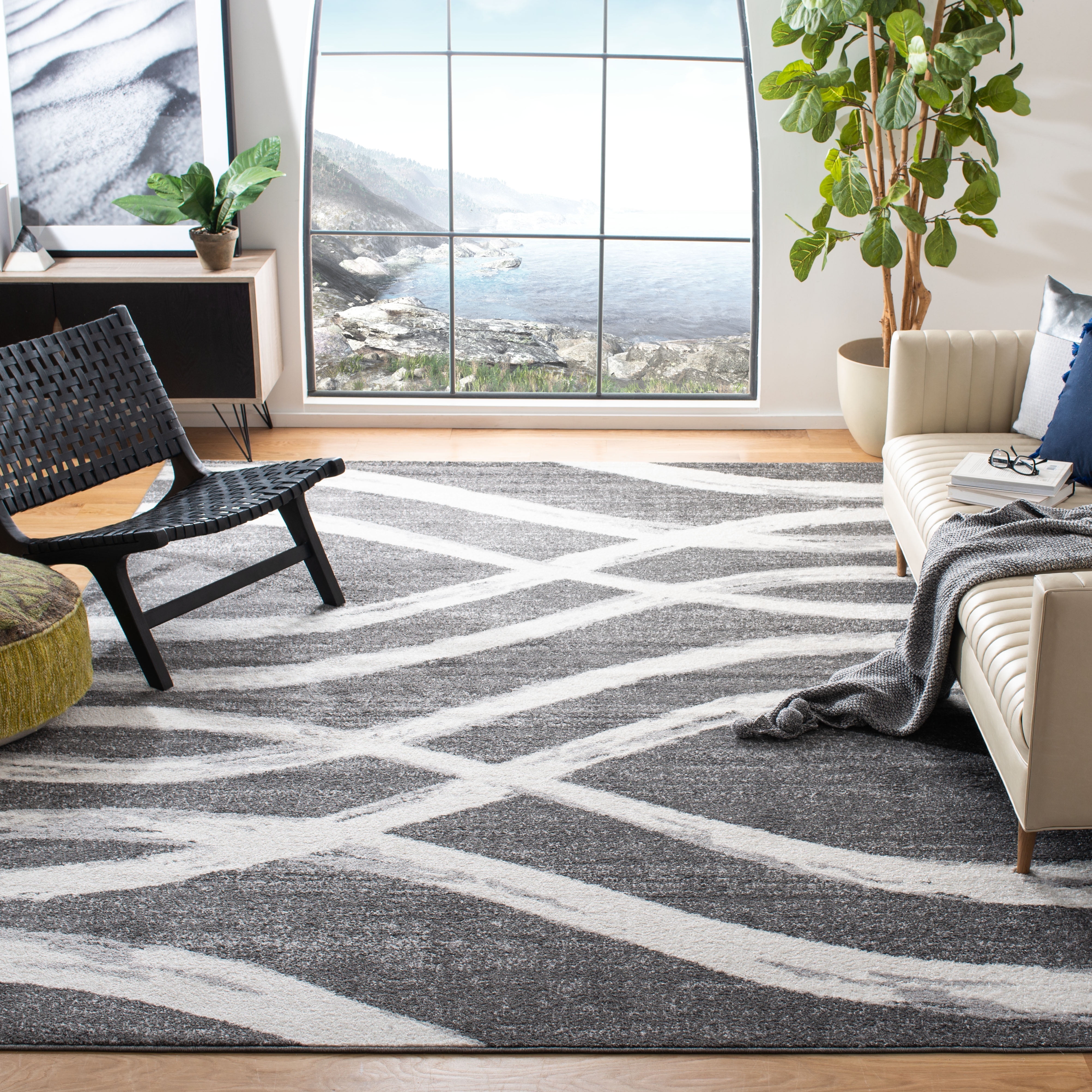 Safavieh Adirondack Isidor Geometric Swirls Area Rug, Charcoal/Ivory, 9' x 12'