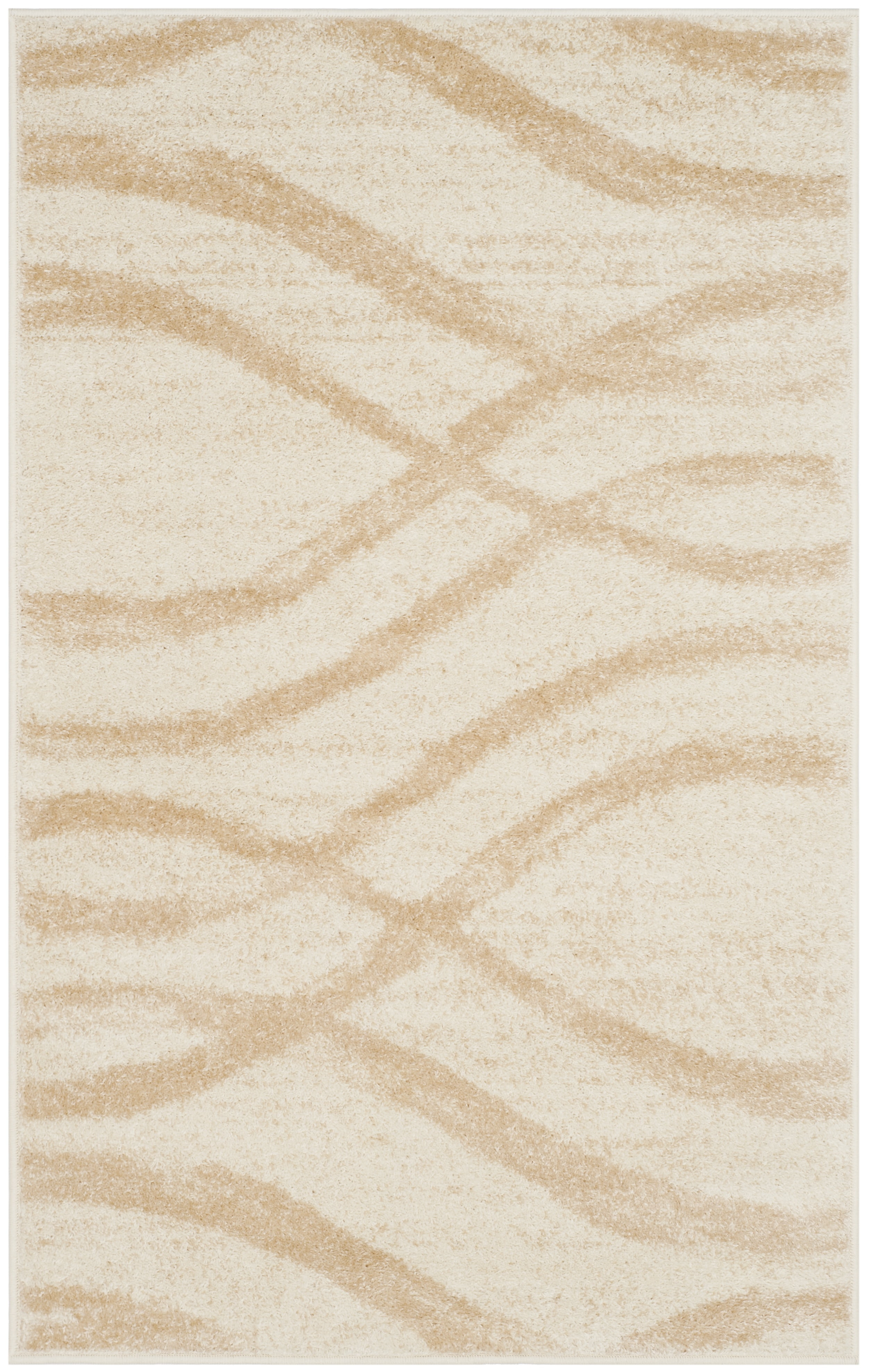 Chic Lodge-Style Cream & Champagne Synthetic Rectangular Rug - 2'6" x 4'