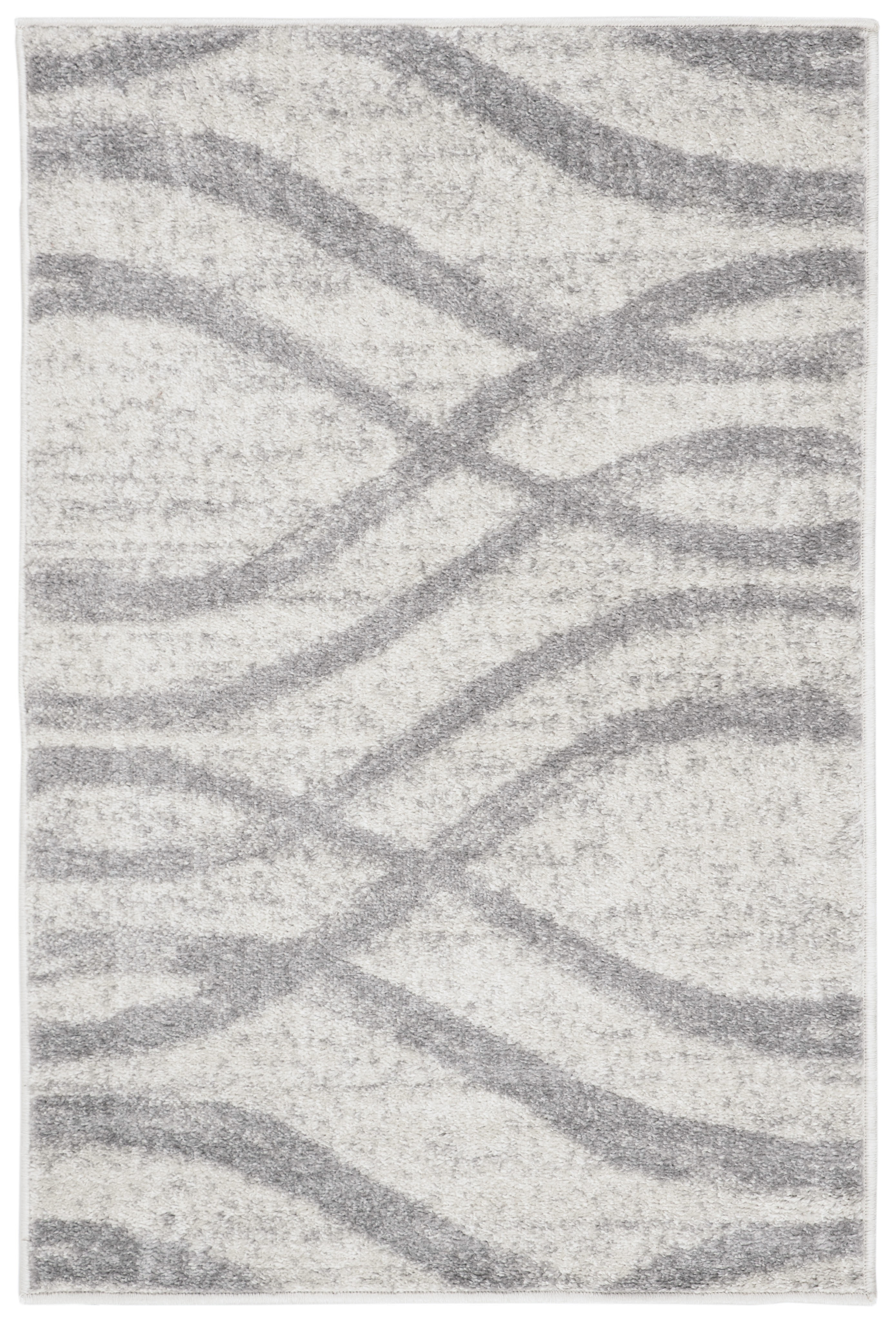 Cream/Grey Synthetic Easy-Care 30" Square Area Rug