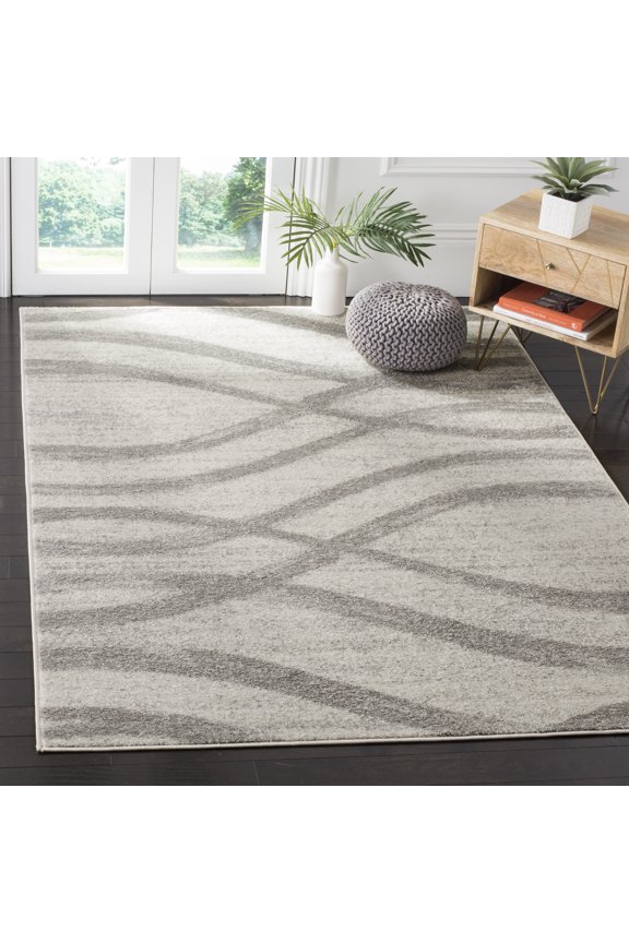 Adirondack Isidor Geometric Swirls Area Rug, Cream/Gray, 5'1" x 7'6"