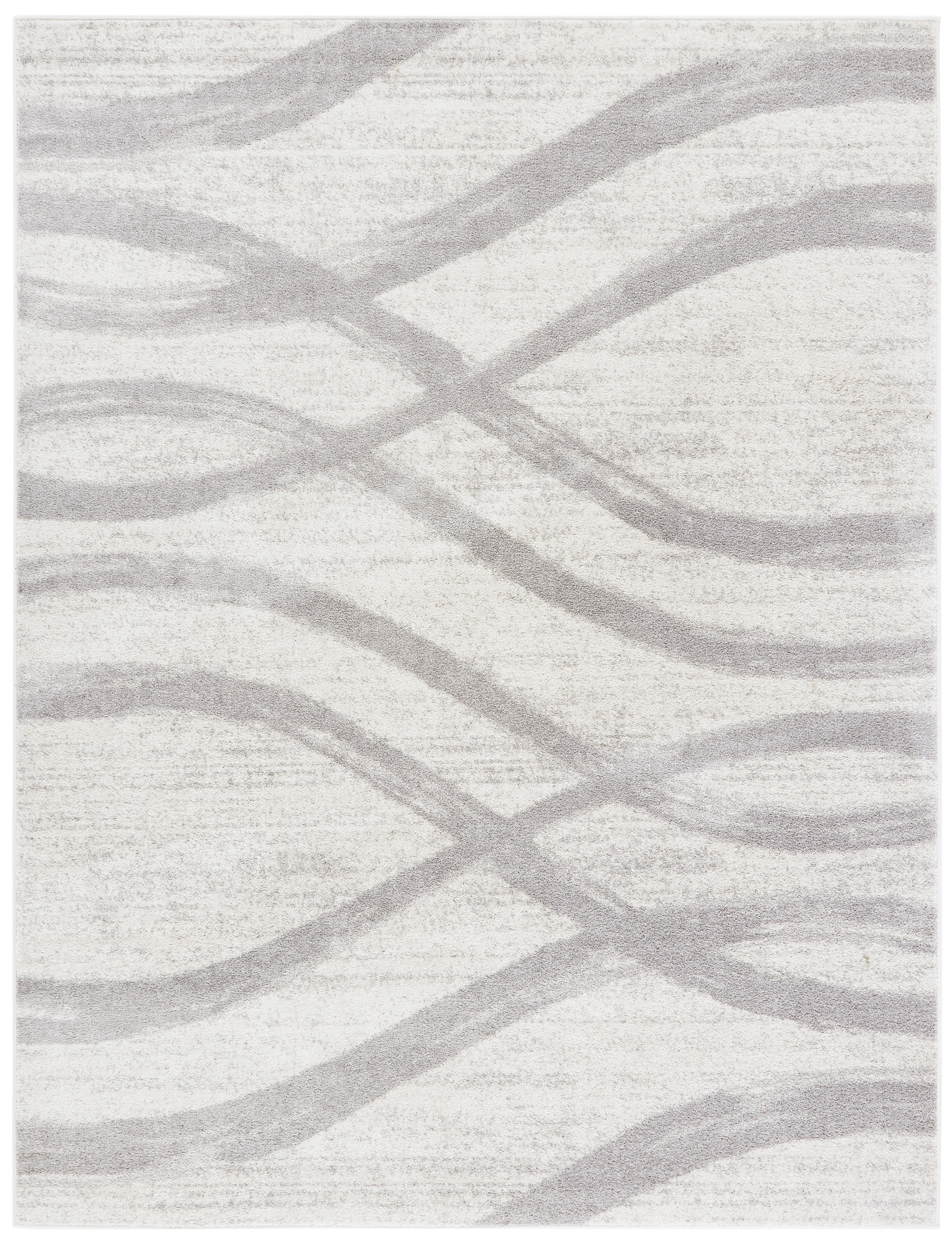 Abstract Cream & Grey Synthetic 9' x 12' Easy-Care Rug