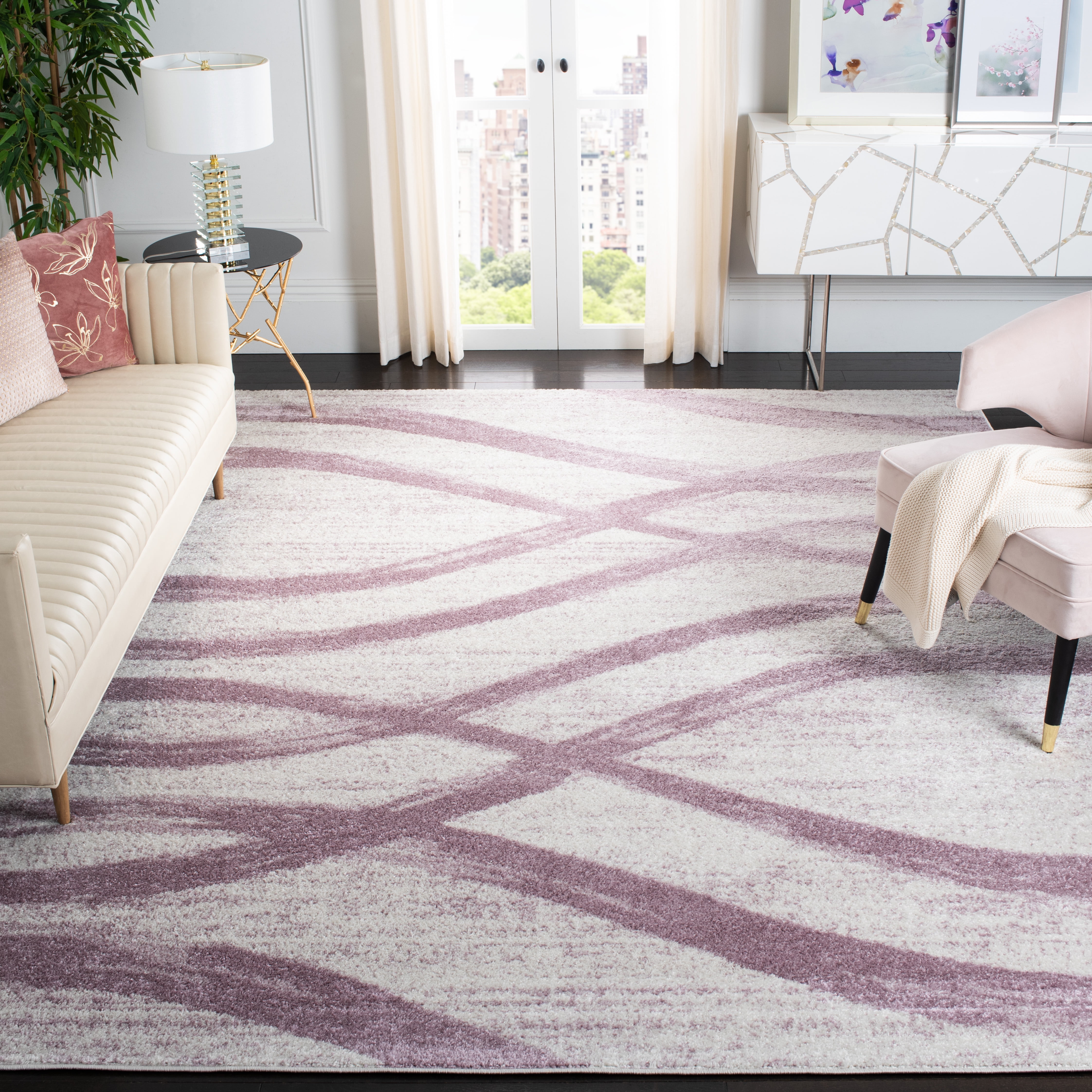 Safavieh Adirondack Isidor Geometric Swirls Area Rug, Cream/Purple, 8' x 10'