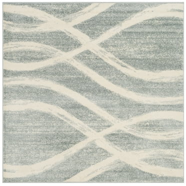 SAFAVIEH Adirondack Isidor Geometric Area Rug, Cream/Slate, 8' x 8' Square