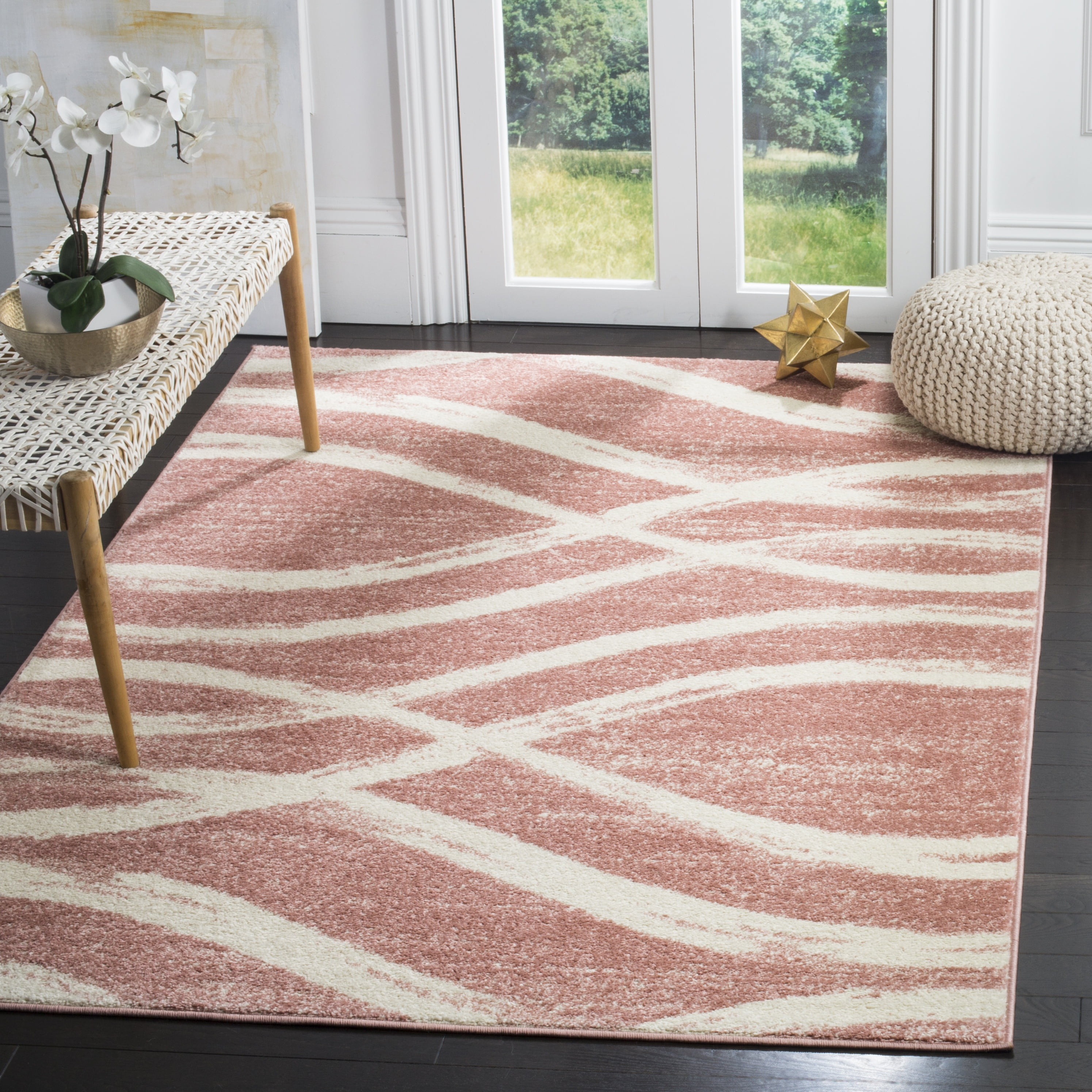Safavieh Adirondack Isidor Geometric Swirls Area Rug, Rose/Cream, 4' x 4' Square