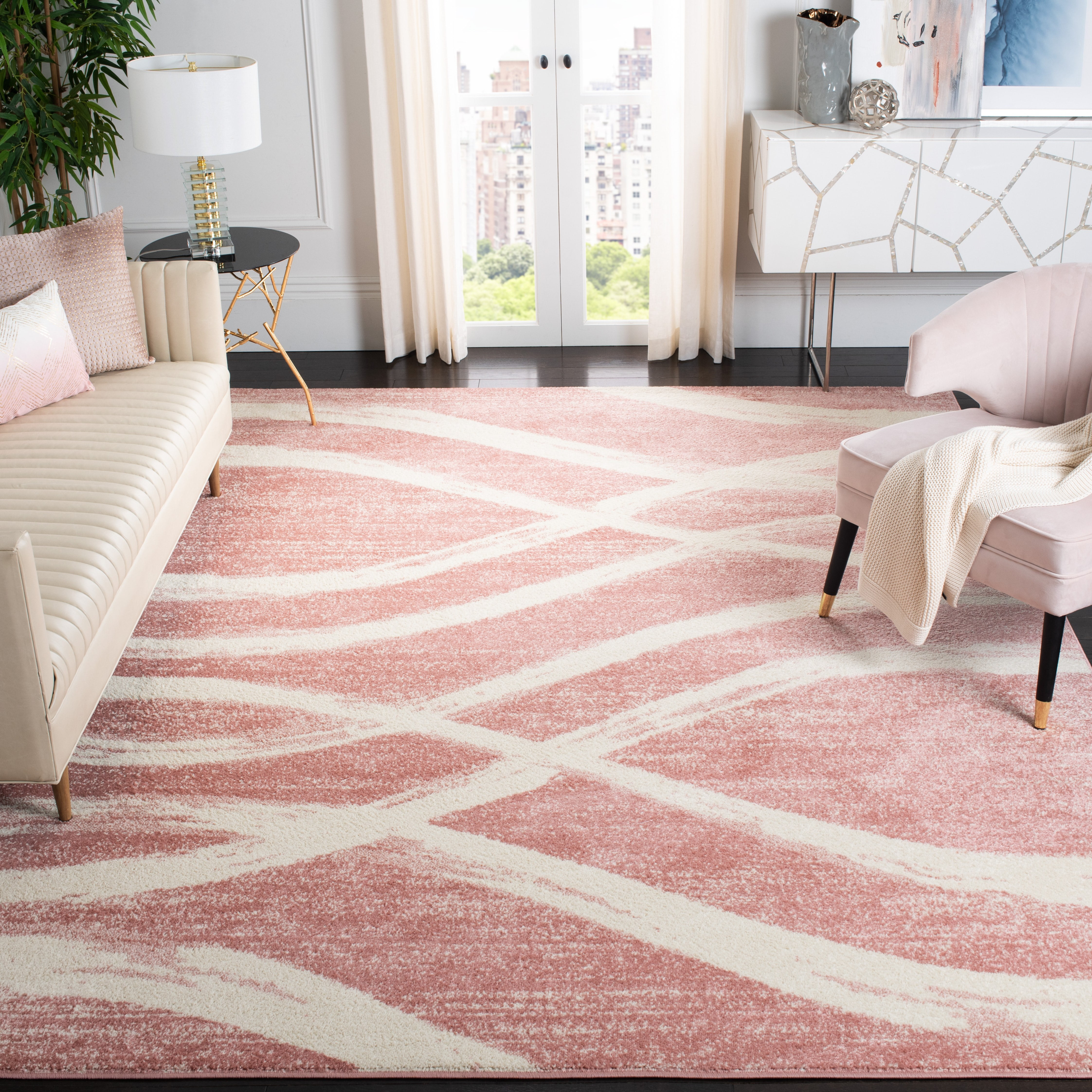 Safavieh Adirondack Isidor Geometric Swirls Area Rug, Rose/Cream, 8' x 10'