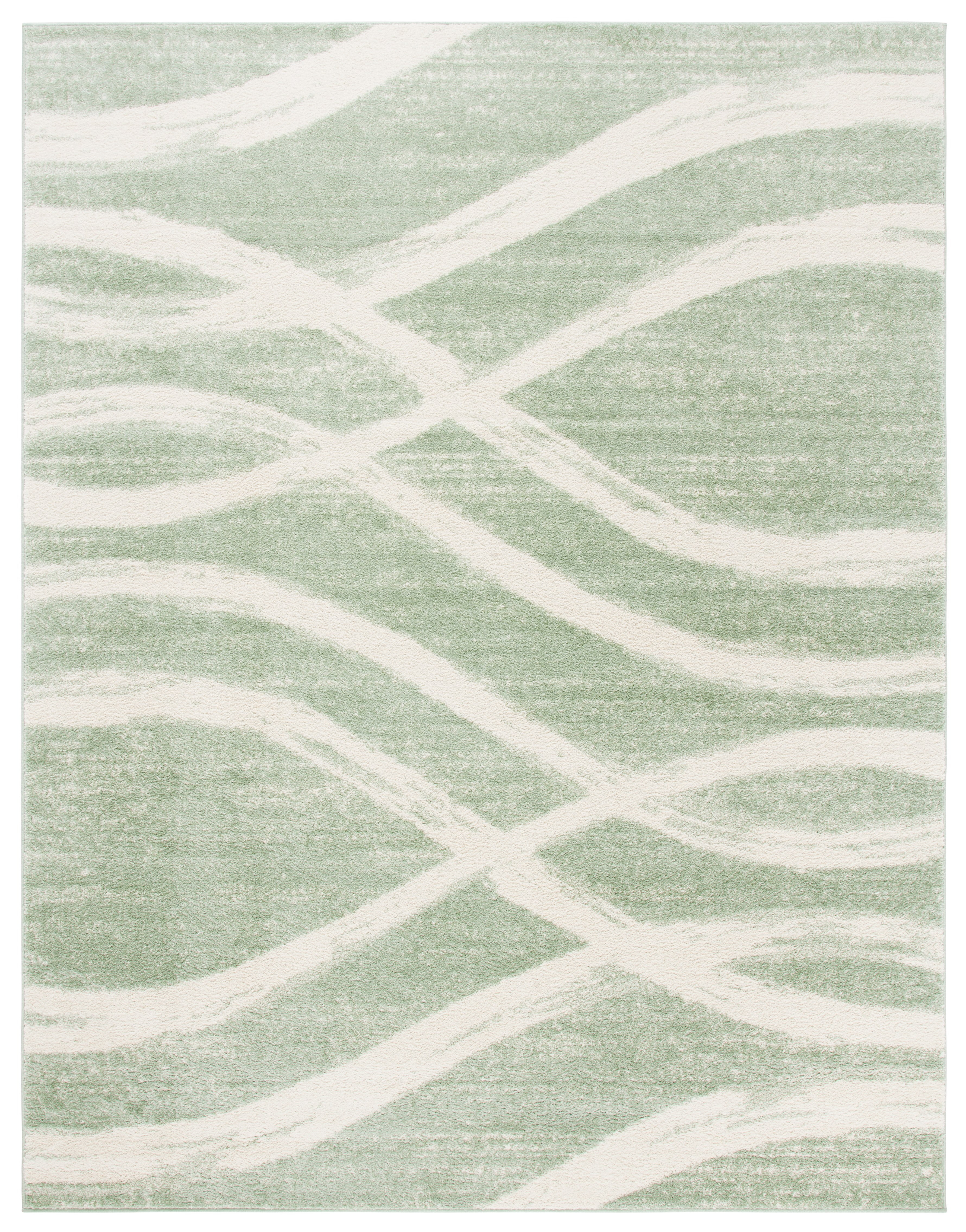 Sage and Cream Abstract Synthetic 12' x 18' Area Rug