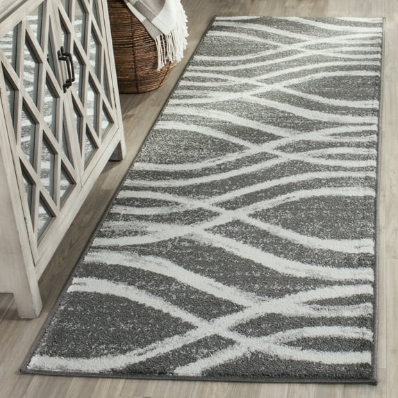 Safavieh Adirondack Isidor Geometric Swirls Runner Rug, Charcoal/Ivory, 2'6" x 12'