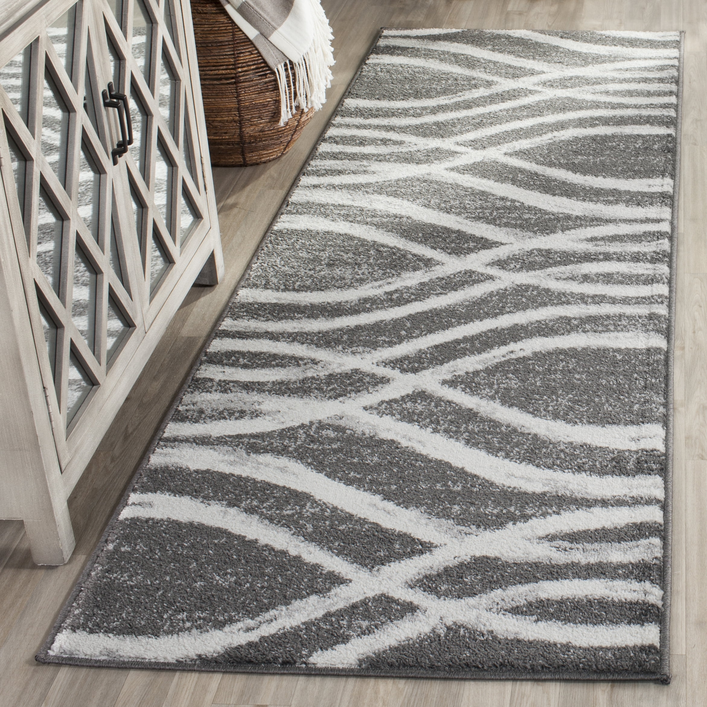 Safavieh Adirondack Isidor Geometric Swirls Runner Rug, Charcoal/Ivory, 2'6" x 16'