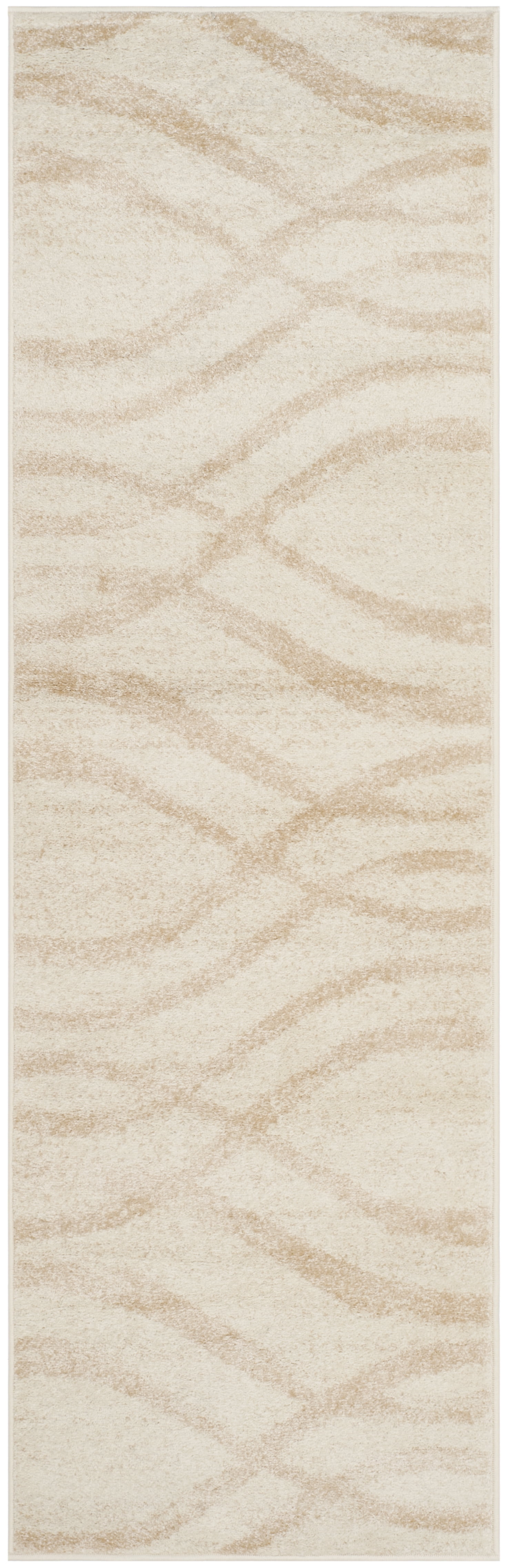 Cream and Champagne Modern Wave Runner Rug