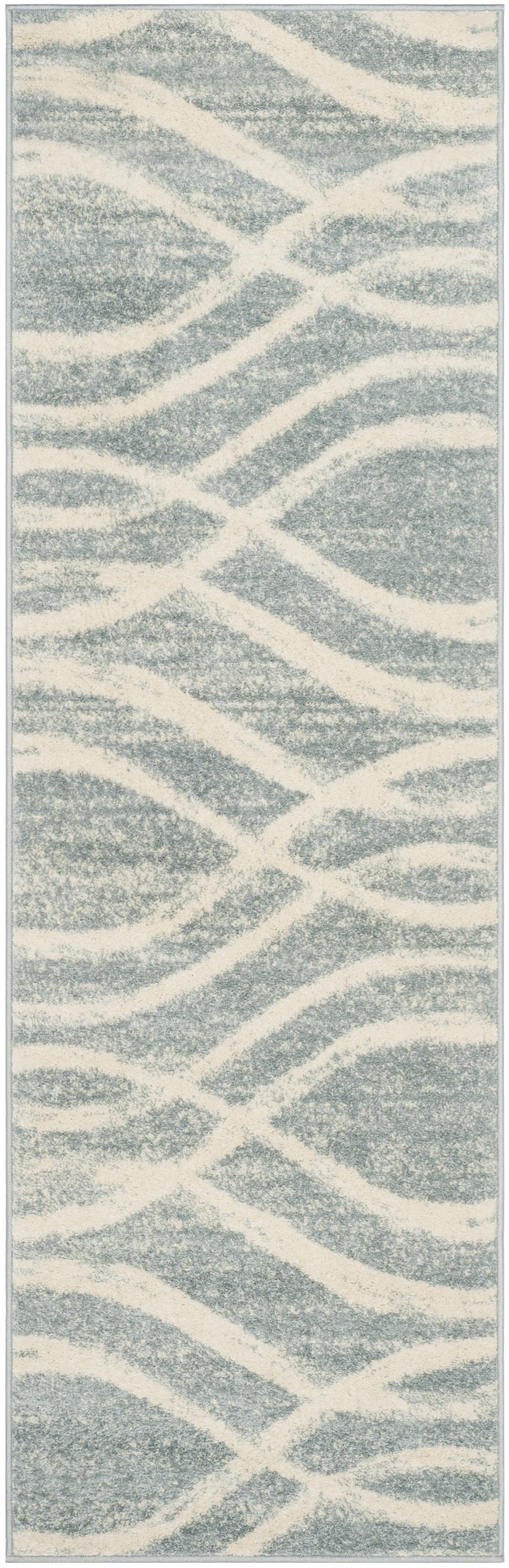 Cream and Slate Synthetic Easy Care Runner Rug