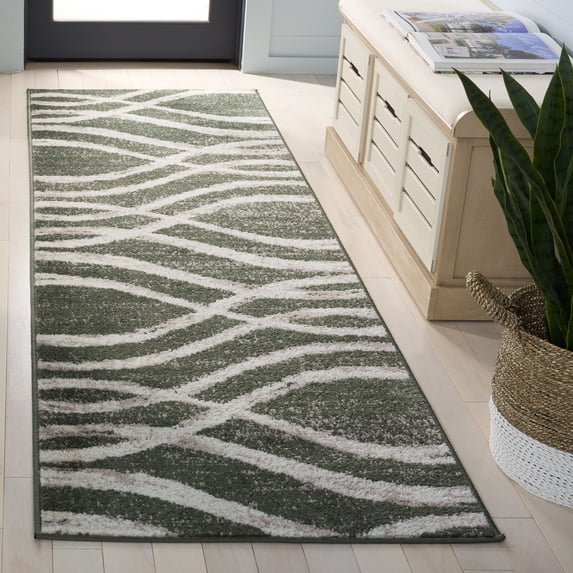 Safavieh Adirondack Isidor Geometric Swirls Runner Rug, Dark Green/Ivory, 2'6" x 8'