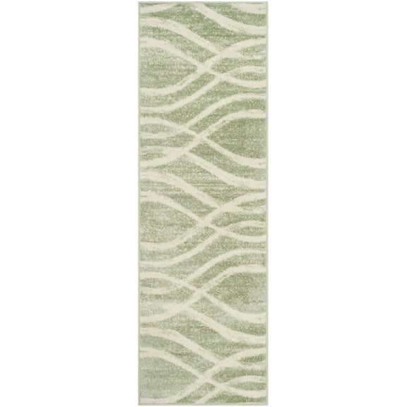 SAFAVIEH Adirondack Isidor Geometric Runner Rug, Sage/Cream, 2'6" x 20'
