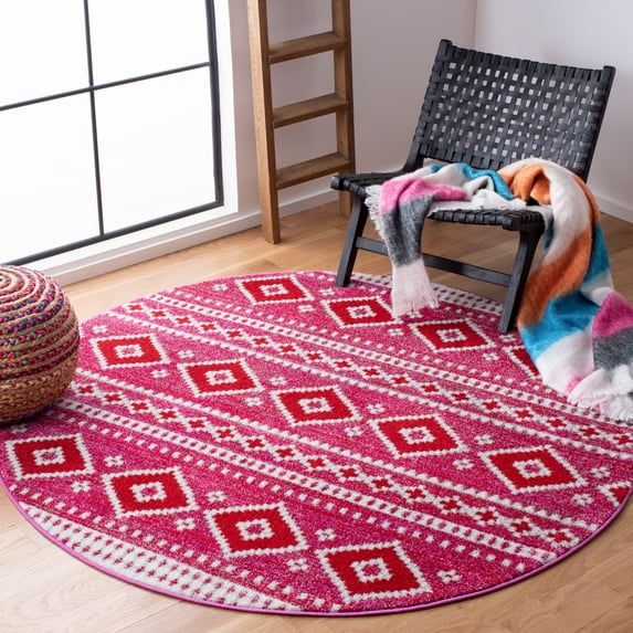 SAFAVIEH Adirondack Jayme Southwest Area Rug, Fuchsia/Ivory, 6' x 6' Round