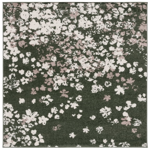 SAFAVIEH Adirondack Jermaine Abstract Area Rug, Dark Green/Ivory, 6' x 6' Square