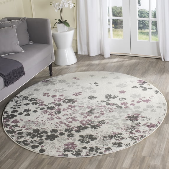 SAFAVIEH Adirondack Jermaine Floral Area Rug, Ivory/Purple, 8' x 8' Round
