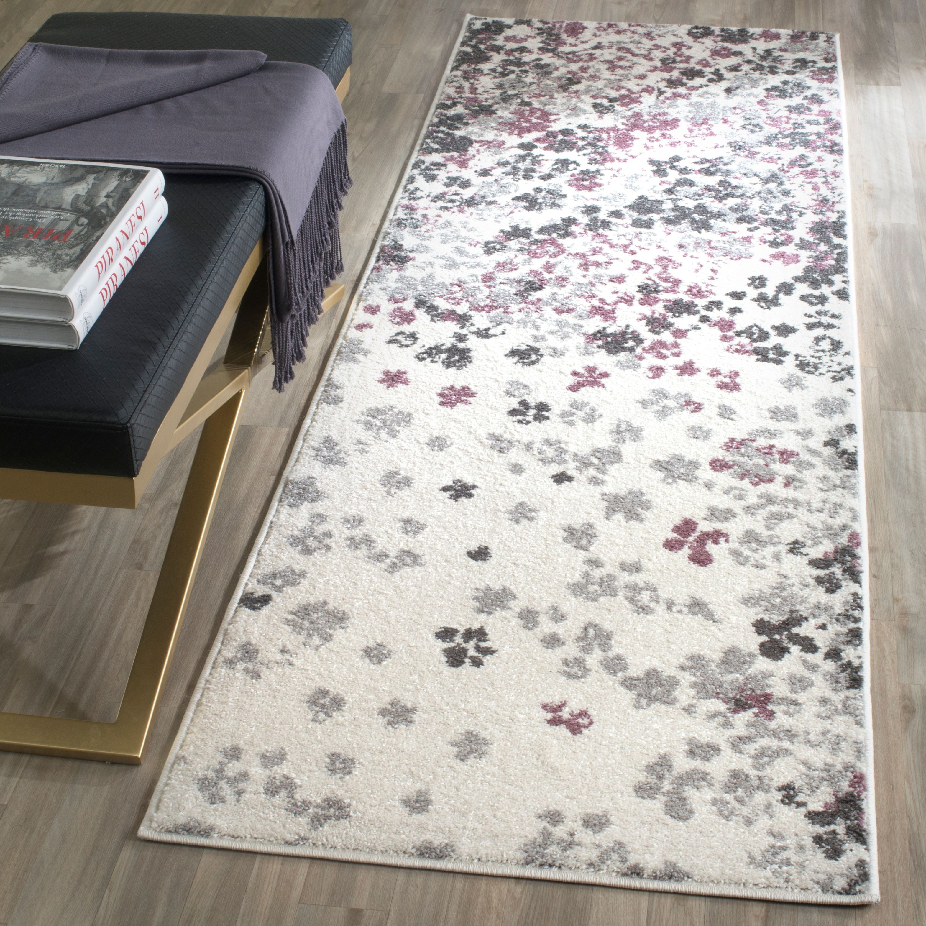 SAFAVIEH Adirondack Jermaine Floral Runner Rug, Ivory/Purple, 2'6" x 8'