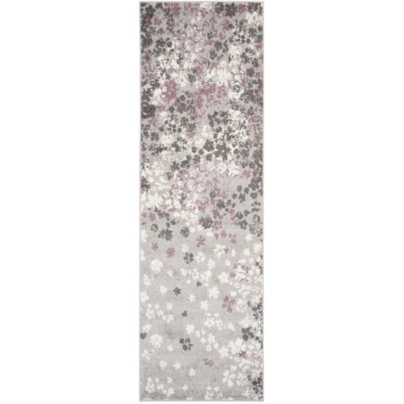 SAFAVIEH Adirondack Jermaine Floral Runner Rug, Light Grey/Purple, 2'6" x 16'