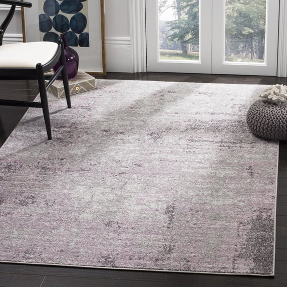 SAFAVIEH Adirondack Johna Abstract Area Rug, Light Grey/Purple, 8' x 8' Square
