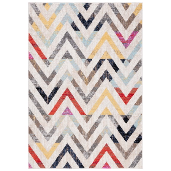 SAFAVIEH Adirondack Kenneth Zig Zag Area Rug, Ivory/Grey Rust, 4' x 6'
