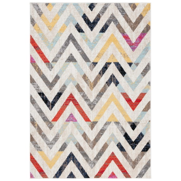 SAFAVIEH Adirondack Kenneth Zig-Zag Area Rug, Ivory/Grey Rust, 9' x 12'