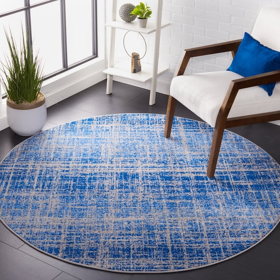 Safavieh Adirondack Kiersten Abstract Area Rug, Blue/Silver, 6' x 6' Round