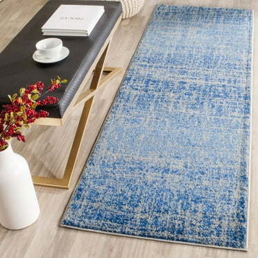 SAFAVIEH Adirondack Kiersten Abstract Faded Runner Rug, Blue/Silver, 2'6" x 10'