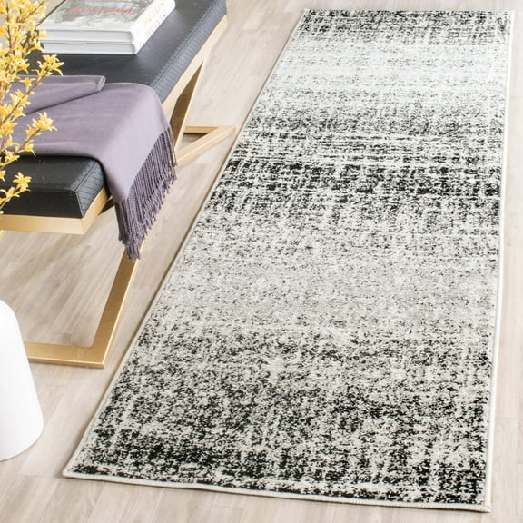 SAFAVIEH Adirondack Kiersten Abstract Faded Runner Rug, Ivory/Silver, 2'6" x 22'