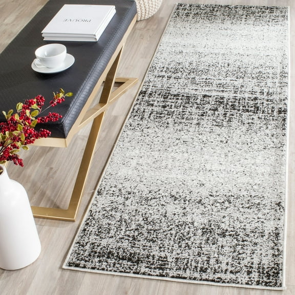 SAFAVIEH Adirondack Kiersten Abstract Faded Runner Rug, Silver/Black, 2'6" x 10'