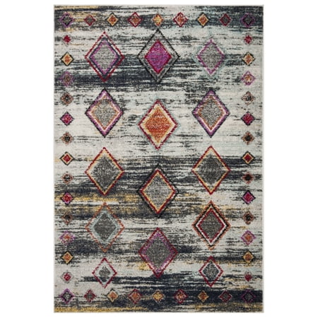 SAFAVIEH Adirondack Kostadin Geometric Area Rug, Light Grey/Red, 5'1" x 7'6"