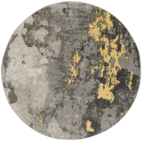 SAFAVIEH Adirondack Ladonna Abstract Area Rug, Grey/Yellow, 8' x 8' Round