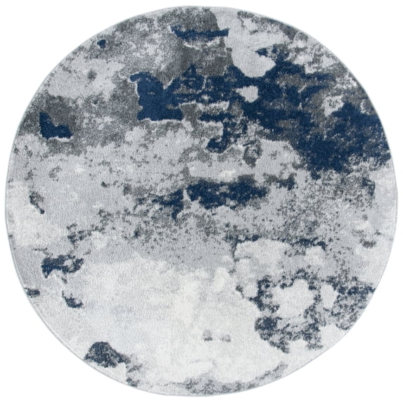 SAFAVIEH Adirondack Ladonna Abstract Area Rug, Navy/Grey, 6' x 6' Round
