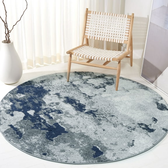 SAFAVIEH Adirondack Ladonna Abstract Area Rug, Navy/Grey, 8' x 8' Round