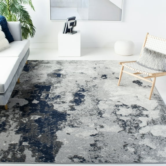 SAFAVIEH Adirondack Ladonna Abstract Area Rug, Navy/Grey, 8' x 8' Square
