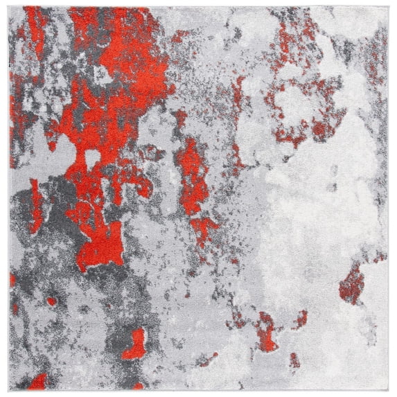 SAFAVIEH Adirondack Ladonna Abstract Area Rug, Orange/Grey, 4' x 4' Square