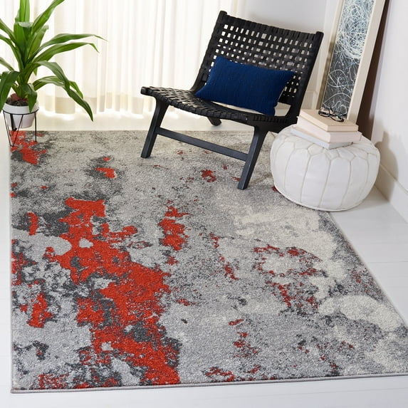 SAFAVIEH Adirondack Ladonna Abstract Area Rug, Orange/Grey, 6' x 6' Square