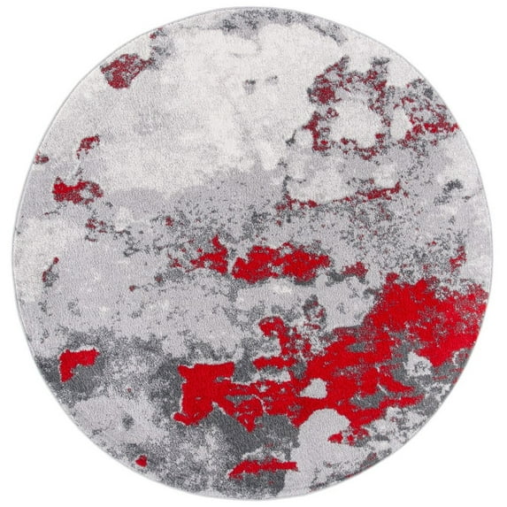 SAFAVIEH Adirondack Ladonna Abstract Area Rug, Red/Grey, 8' x 8' Round