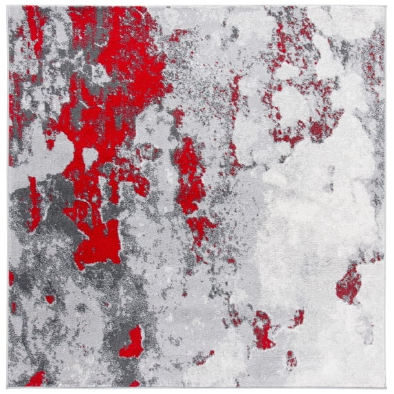 SAFAVIEH Adirondack Ladonna Abstract Area Rug, Red/Grey, 8' x 8' Square