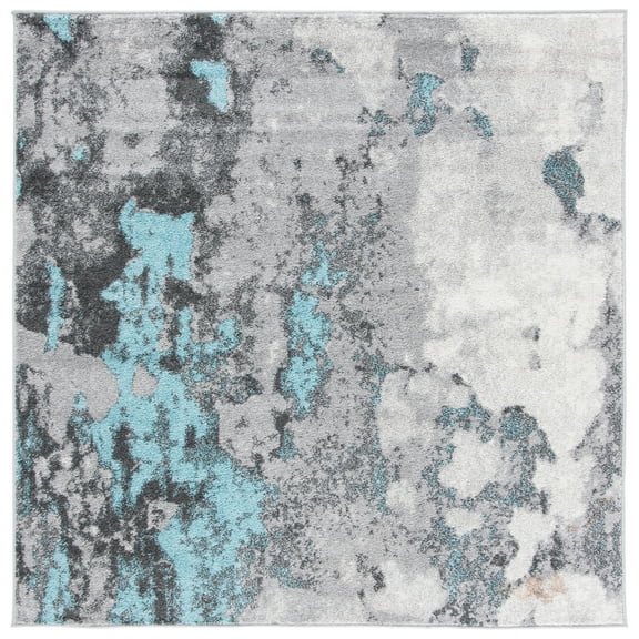 SAFAVIEH Adirondack Ladonna Abstract Area Rug, Turquoise/Grey, 10' x 10' Square