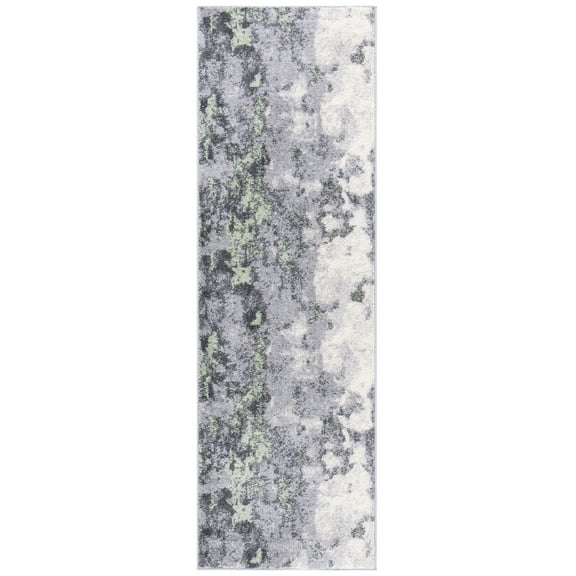 SAFAVIEH Adirondack Ladonna Abstract Runner Rug, Green/Grey, 2'6" x 14'