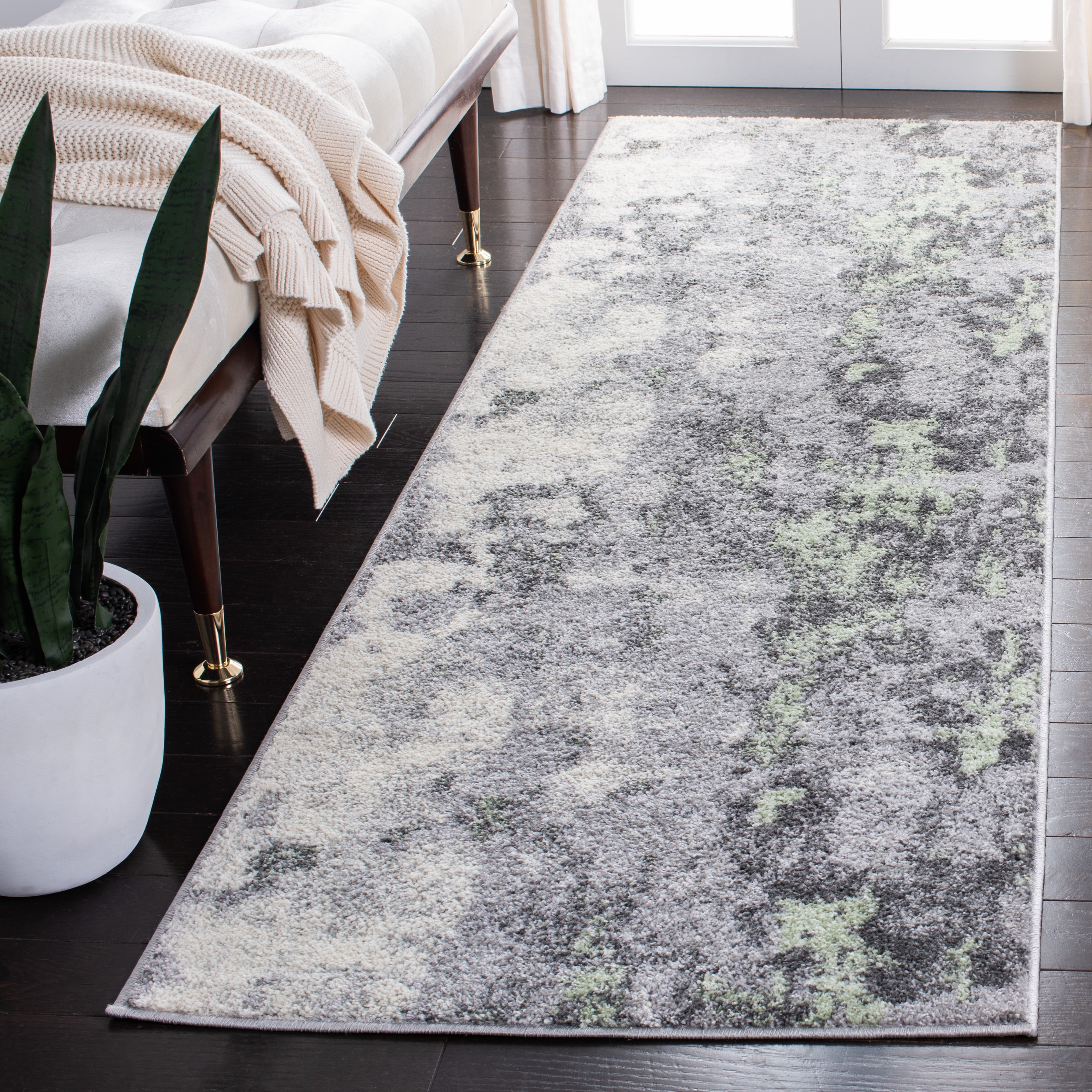 SAFAVIEH Adirondack Ladonna Abstract Runner Rug, Green/Grey, 2'6" x 8