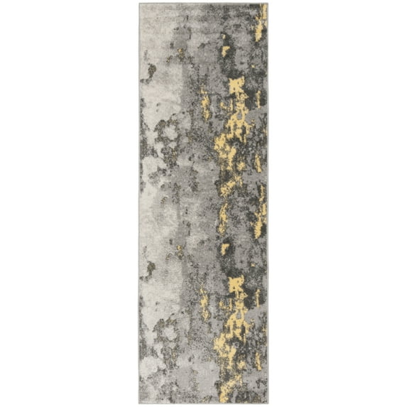 SAFAVIEH Adirondack Ladonna Abstract Runner Rug, Grey/Yellow, 2'6" x 22'