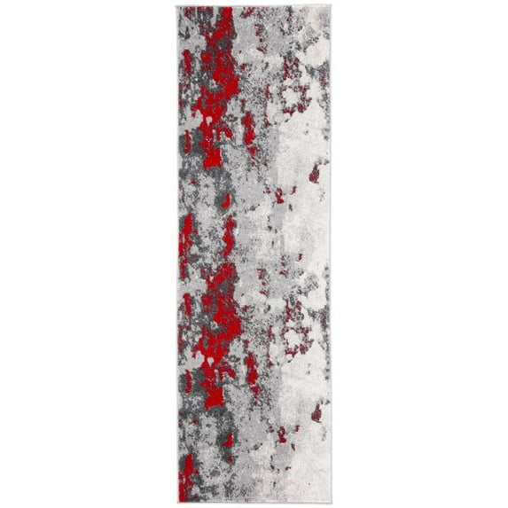 SAFAVIEH Adirondack Ladonna Abstract Runner Rug, Red/Grey, 2'6" x 10'