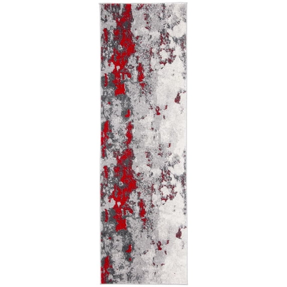 SAFAVIEH Adirondack Ladonna Abstract Runner Rug, Red/Grey, 2'6" x 12'