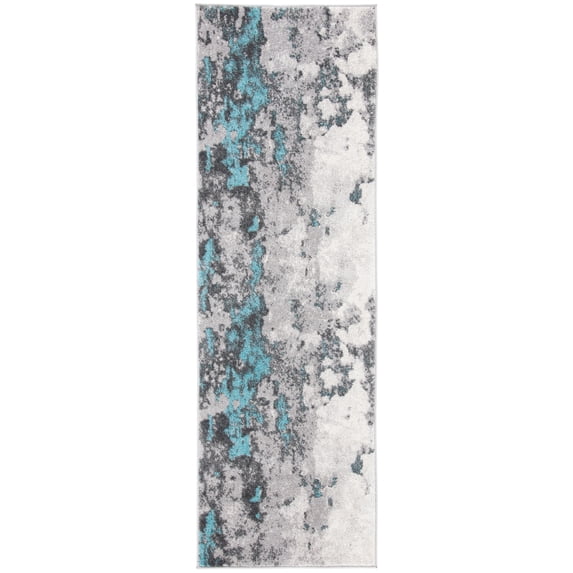 SAFAVIEH Adirondack Ladonna Abstract Runner Rug, Turquoise/Grey, 2'6" x 10'