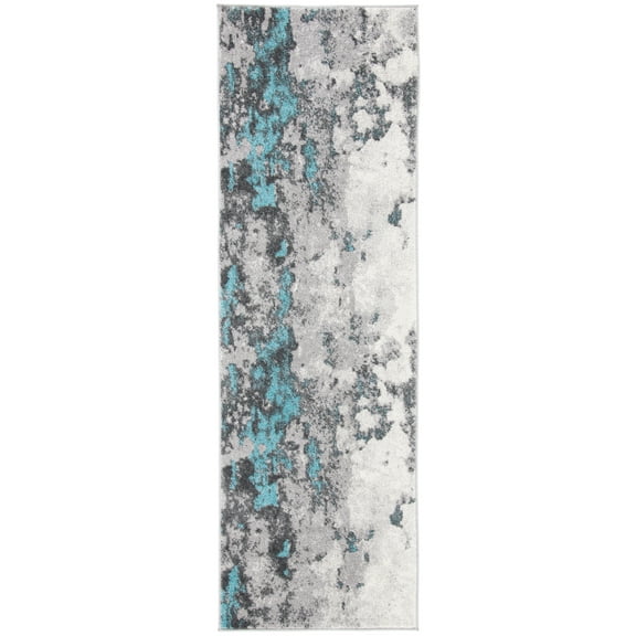 SAFAVIEH Adirondack Ladonna Abstract Runner Rug, Turquoise/Grey, 2'6" x 14'