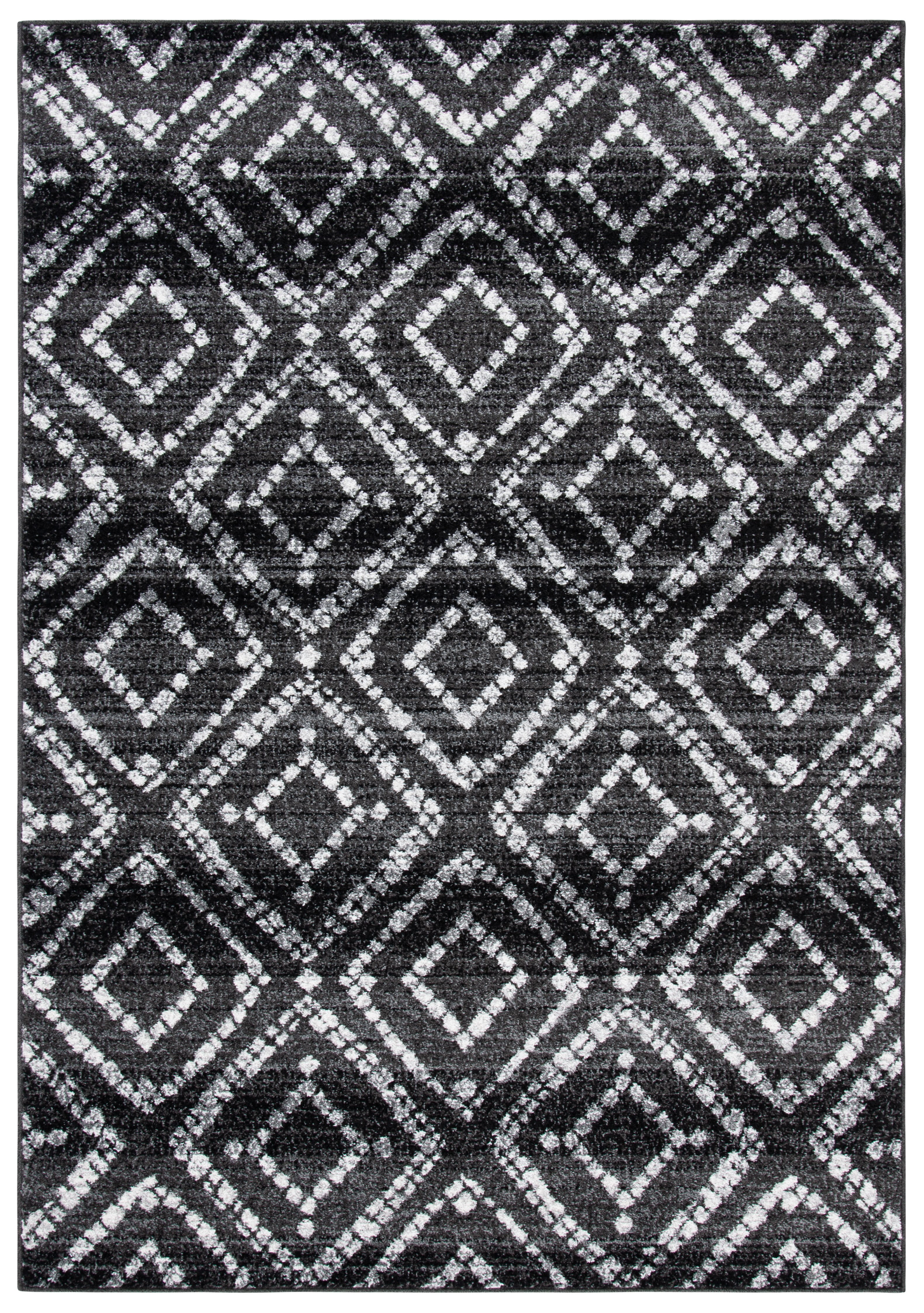 Adirondack Black Geometric Synthetic Area Rug 2'6" x 4'