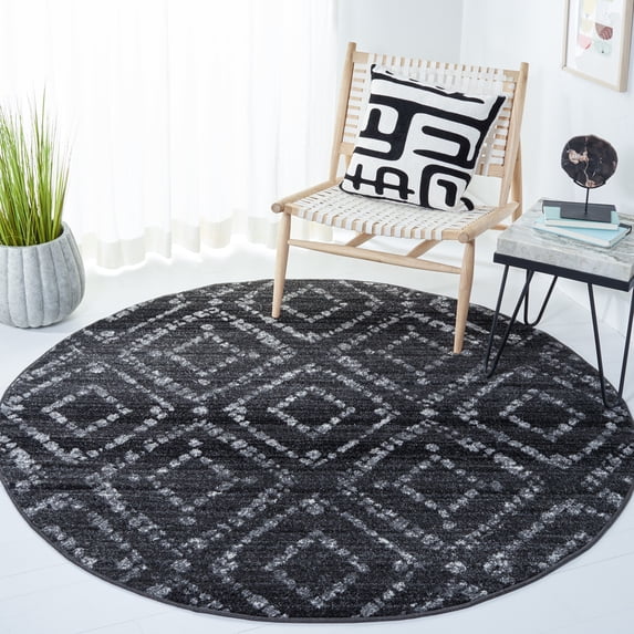 Safavieh Adirondack Lecia Geometric Area Rug, Black/Ivory, 6' x 6' Round